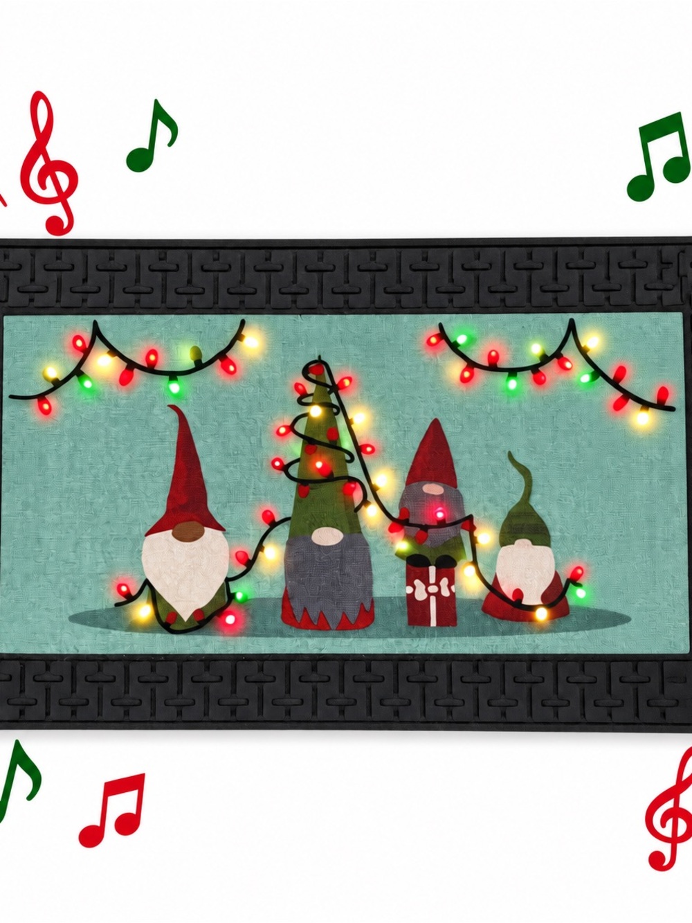 St Nicholas Square Light Up Musical Christmas Rug 18x30 Gnome Holiday Door Mat